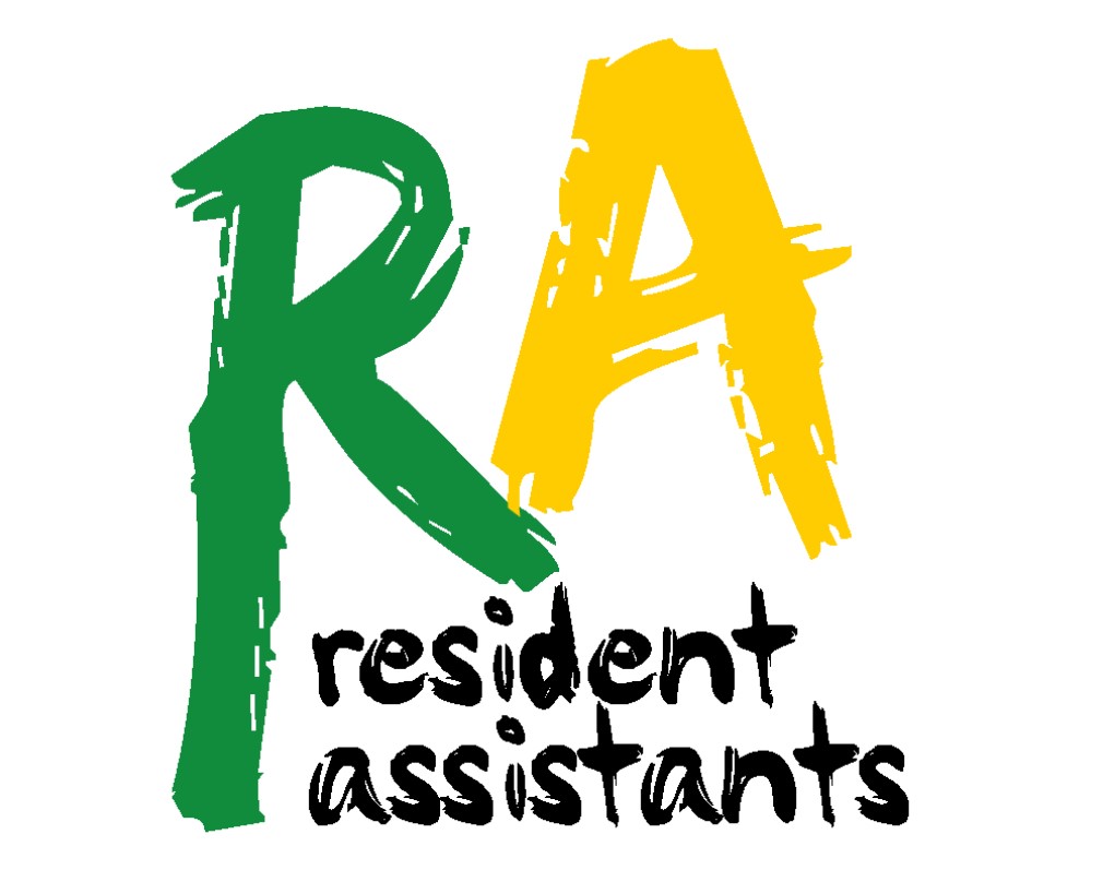 Letters RA and words resident assistant